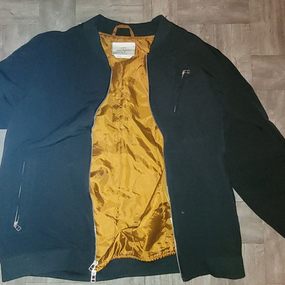 Your Neighbors,Bomber flight jacket. XL, navy/gold